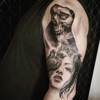 Skull and girl and ravens